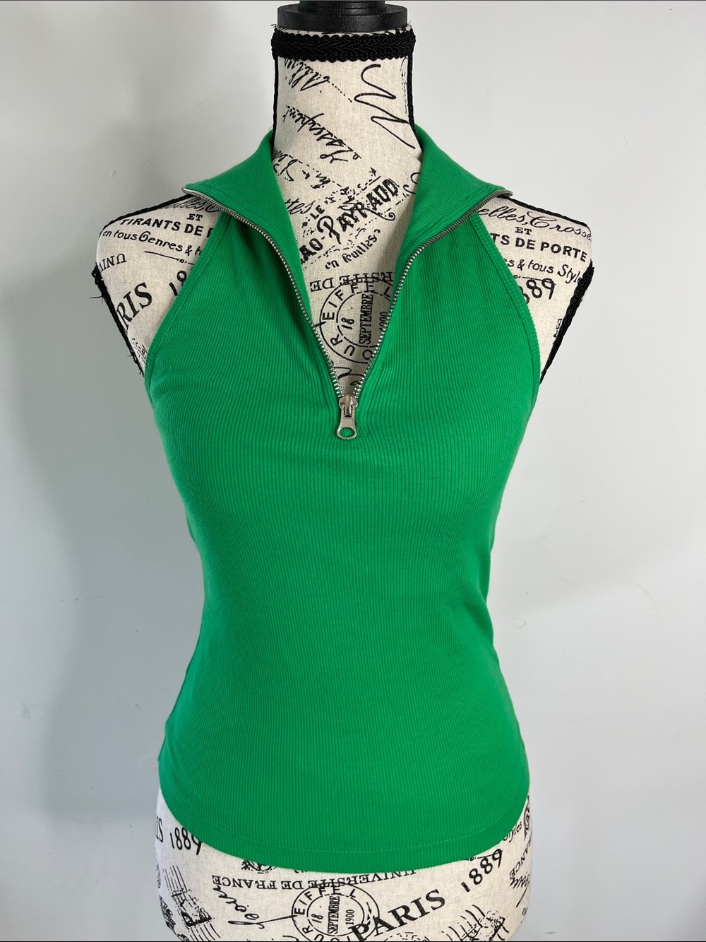 Preppy Coquette Halter Quarter Zip Cowgirl Country Ribbed Tank Top Women XX-Sm